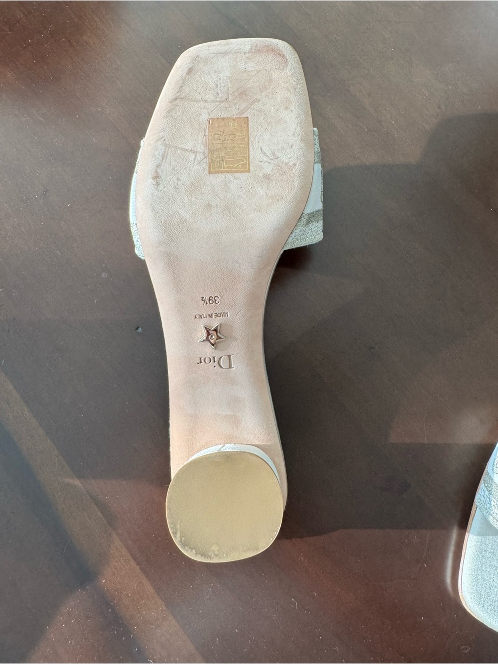 Like new…Dior Satin Logo Slide in Champagne - Picture 5 of 5